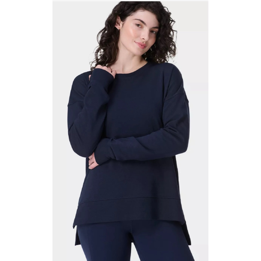Sweaty Betty After Class Longline Sweatshirt Navy Modal Medium Pullover